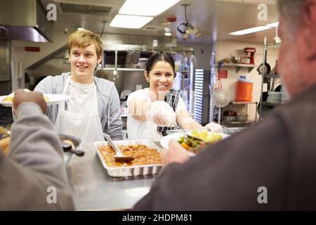 Cafeteria, Food Bank, Cafeterias, Kantine, Food Banken Stockfoto