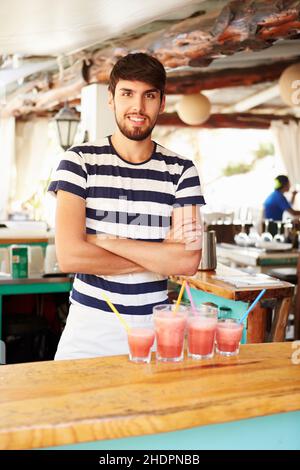 Barkeeper, Smoothie, Kellner, Barkeeper, Smoothies, Kellner Stockfoto