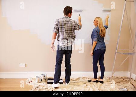 Löschen, malen, umgestalten, löschen, malen, Heimwerkerbedarf Stockfoto