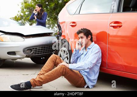 Am Telefon, Unfall, Auffahrunfall, am Telefon, Unfälle, Auffahrunfälle Stockfoto