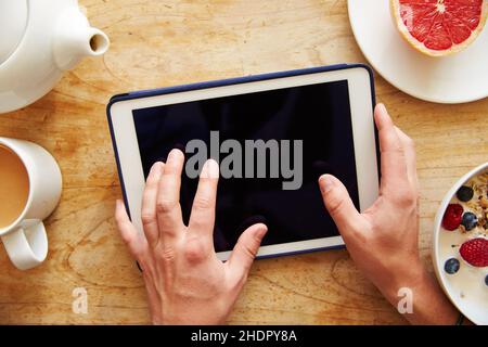 internet, Morgen, Tablet-pc, Internets, Web, ipad, Tablet-pc Stockfoto