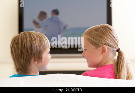 Fernsehen, Geschwister, Fernsehen, tv Stockfoto