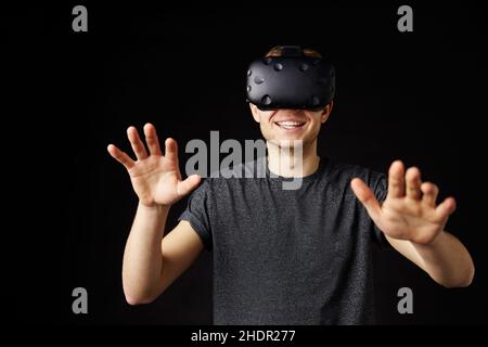 Spielen, Virtual Reality, Virtual, Virtual Reality Headset, spielen, Computer-simulierte Realität, immersive Multimedia, Virtual-Reality-Simulatoren, vr, Stockfoto