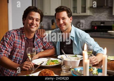 Mann, paar, Abendessen, homosexuell, Kerl, Männer, Paare, Abendessen, Homosexuell, Homosexuelle, lgbt Stockfoto
