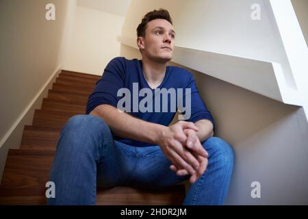 Mann, nachdenklich, besorgt, Kerl, Männer, Pensives, worrieds Stockfoto