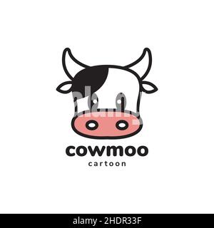 Gesicht niedlich Cartoon kleine Kuh Logo Design Vektor Grafik Symbol Illustration kreative Idee Stock Vektor