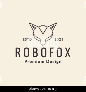 Linie Kopf Roboter Fuchs Logo Design Vektor Grafik Symbol Illustration kreative Idee Stock Vektor