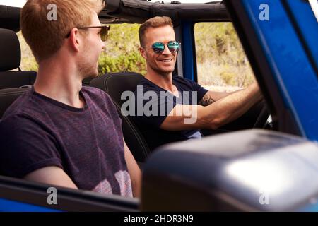 Unterwegs, Autoreise, Freunde, unterwegs, Autoreise, Autofahren, fahren, fahren, Road trip, Road Trips, Freund Stockfoto