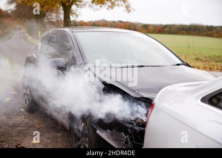 Karosserieschäden, Auffahrunfall, Unfall, Karosserieschäden, Auffahrunfälle, Unfälle Stockfoto