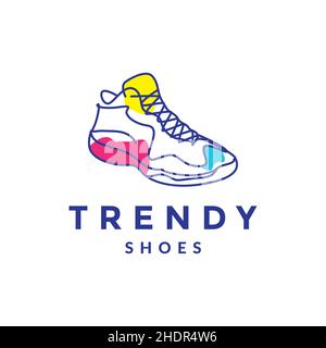 Linie Kunst abstrakt bunt Sneaker Schuh Logo Design Vektor Grafik Symbol Illustration kreative Idee Stock Vektor