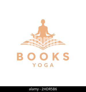 Buchform mit Frau Yoga Logo Design Vektor Grafik Symbol Illustration kreative Idee Stock Vektor