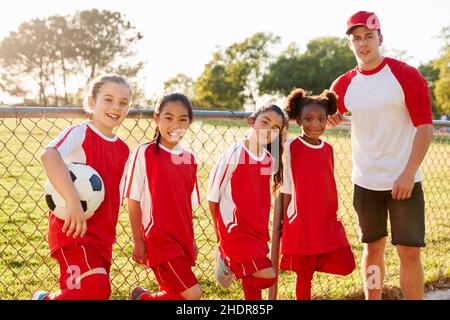 Mädchen, Fußball, Team, Mädchen, socccers, Teams Stockfoto