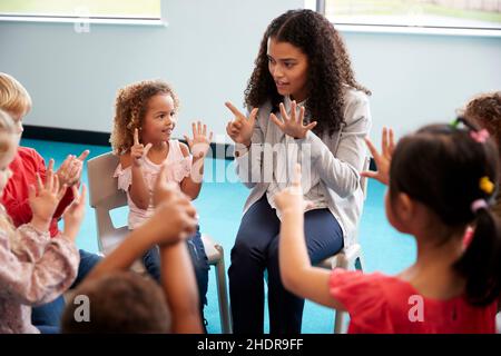 Hand, rechnen, Vorschule, Hände, Kindergarten, Vorschulen Stockfoto