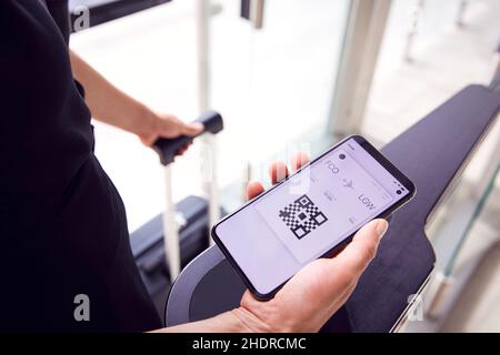 flughafen, Check-in, qr-Code, eTicket, Flughäfen, Check-ins Stockfoto