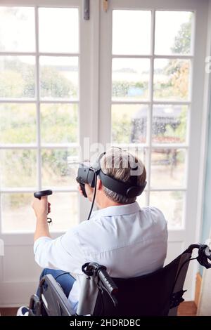 Home, Virtual Reality, behindert, Simulation, Häuser, Computer-simulierte Realität, immersive Multimedia, Virtual-Reality-Simulatoren, vr, disableds, Stockfoto