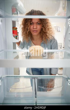 Leer, hungrig, Kühlschrank, leeres, Kühlschrank, Kühlschränke Stockfoto