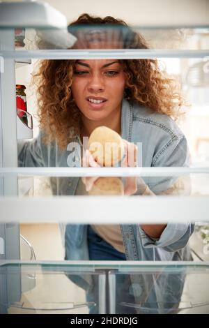 Leer, hungrig, enttäuscht, Kühlschrank, leert, Enttäuschung, Enttäuschung, Kühlschrank, Kühlschrank Stockfoto