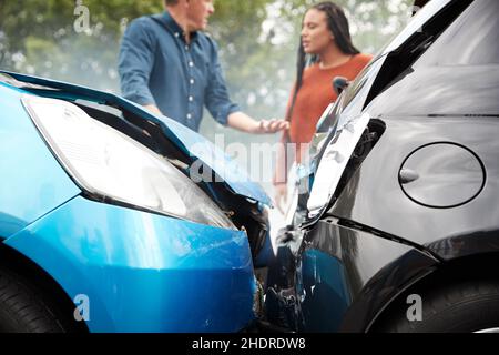 Unfall, Karosserieschäden, Auffahrunfall, Unfälle, Karosserieschäden, Auffahrunfälle Stockfoto