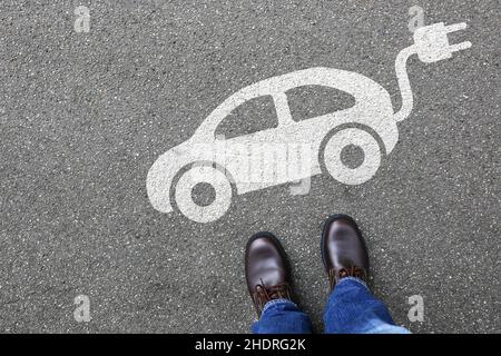 Piktogramm, aufladen, Elektroauto, Piktogramme, lädt, Elektroautos Stockfoto