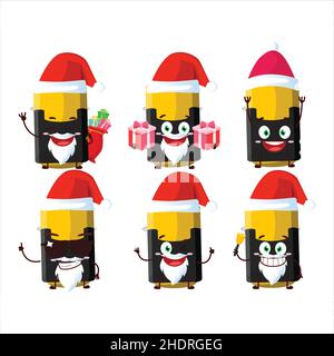 Weihnachtsmann-Emoticons mit gelbem Textmarker Cartoon-Charakter. Vektorgrafik Stock Vektor