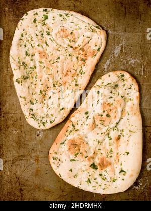 Focaccia-Brot, Nan, Nanbrot, Focaccia-Brot, Nanbrote Stockfoto