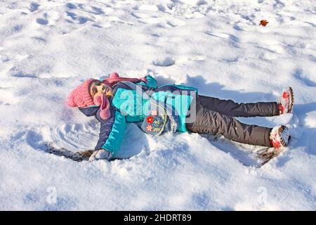 Kind, Schneeengel, Kinder, Kinder, Kind, Kinder, Schneeengel Stockfoto