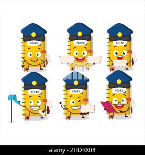 Ein Bild von fröhlichen Note Buch Postmann Cartoon Design Konzept. Vektorgrafik Stock Vektor