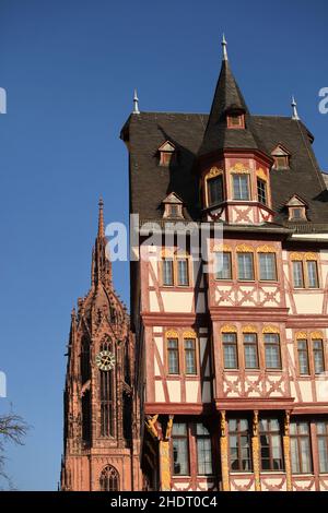 frankfurt, Fachwerk, frankfurter Dom, frankfurts, Fachwerk, Timbereds, frankfurter Kathedralen, st. bartholomeus-Kathedrale Stockfoto