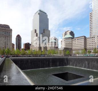 Ground Zero, 9/11 Denkmal, Gedenkbrunnen, Ground Nullen Stockfoto