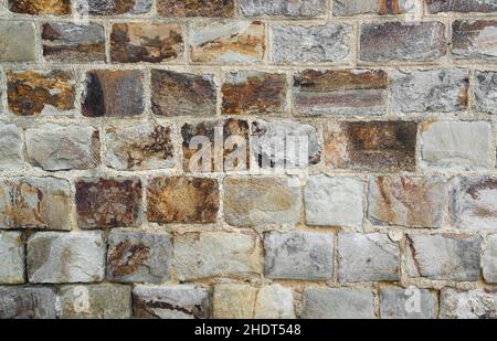 Mauerwerk, Steinmauer, Sandsteinmauer, Mauerwerk, Steinmauern, Sandsteinwände Stockfoto