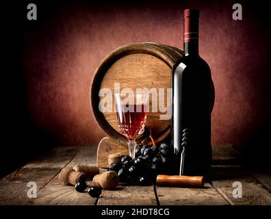 Alkohol, Weinglas, Rotwein, Alkohole, Glaswaren, Rotweine Stockfoto