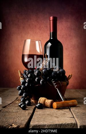 Rotwein, Rotweinglas, Rotweine Stockfoto