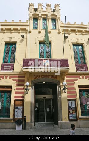 Rathaus in Canet de Mar der Provinz Maresme in Barcelona, Katalonien, Spanien Stockfoto