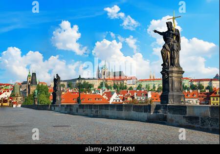 prag, karlsbrücke, Statue, pragen, karlsbrücken, Statuen Stockfoto