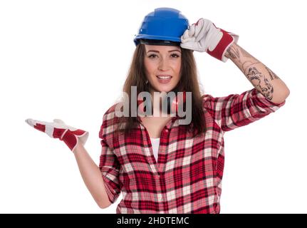 Bau, Auszubildender, Präsentation, Konstruktion, Auszubildende, Präsentationen Stockfoto