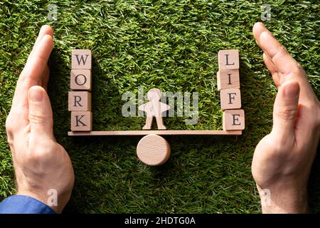 Work-Life-Balance-Auswahl Und Schutzkonzept Stockfoto