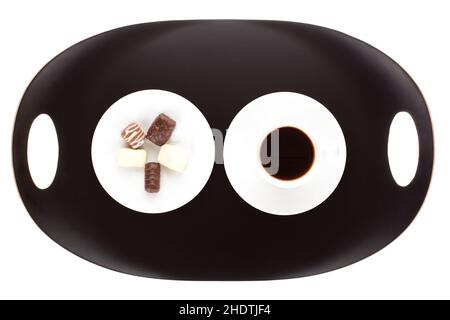 Schokolade, schwarzer Kaffee, Schokolade, schwarzer Kaffee Stockfoto
