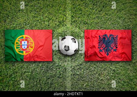 Fußball, Flagge, portugal, albanien, Soccers, Flaggen, portugals, Albanias Stockfoto