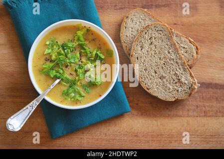 Mahlzeit, vegetarisch, Linsensuppe, Mahlzeiten, Vegetarier, Linsensuppen Stockfoto