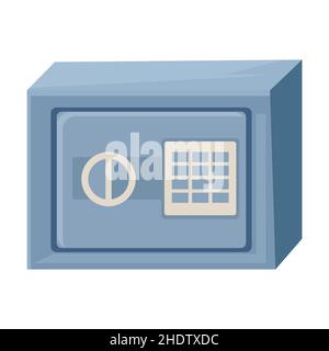 Geschlossene sichere digitale Schlösser mit codierten Passwörtern im Cartoon-Stil, isoliert auf weißem Hintergrund. Stahlbox, geheimer Container. Vektorgrafik Stock Vektor