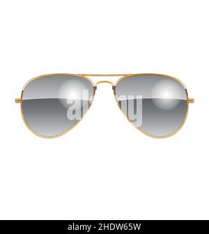 Cool Desert Chrom Aviator Sonnenbrille mit grünen Linsen und Gold Frames Vektor auf weißem Hintergrund isoliert Stock Vektor