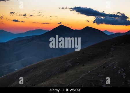 Sonnenuntergang, Berge, gran sasso, Sonnenuntergänge, Berg Stockfoto