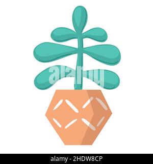 Sammlung von Topfpflanzen. Zimmerpflanzen. Handgezeichnete Vektorgrafik. Satz von Vektorhaus Innenanlage isoliert auf weiß. Stock Vektor