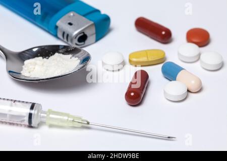 Tabletten, Kapsel, Tabletten sucht, Tablette, Kapseln, Tablets sucht Stockfoto