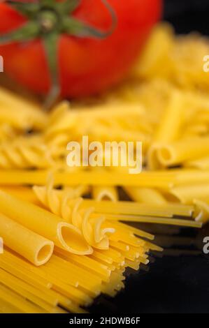 Pasta, Nudelsorten, Nudeln, Nudelgerichte, Nudelsorten, Nudelauswahl Stockfoto