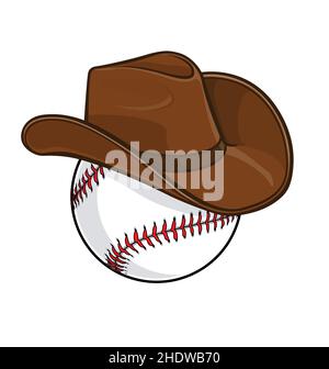 Einfache klassische Baseballtragen abgenutzten Cowboy stetson Hut Tshirt Grafik Design Vektor Illustration isoliert auf weißem Hintergrund Stock Vektor