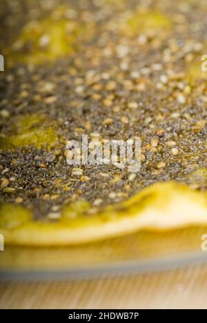 Focaccia Brot, Zatar, Focaccia Brot Stockfoto