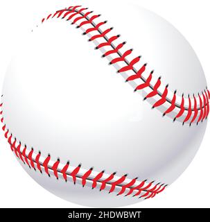 Realistischer klassischer Baseballball mit Schattierung auf weißem Hintergrund Stock Vektor