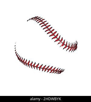 Baseballschläger oder Softball Schnürsenkel Nähte Basis weiche Spitze Stiche abstraktes Design Nähte Vektor auf weißem Hintergrund isoliert Stock Vektor