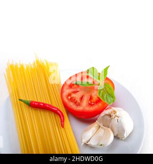 Zutat, Spaghetti, Zutaten, Spaghettis Stockfoto